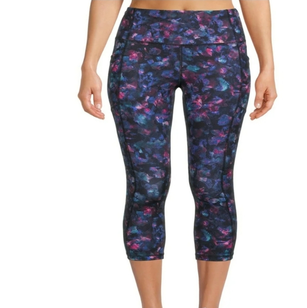 AVIA‎ Womens Multicolor Print Capri Leggings Mid Rise Large 12-14 NWT Activewear